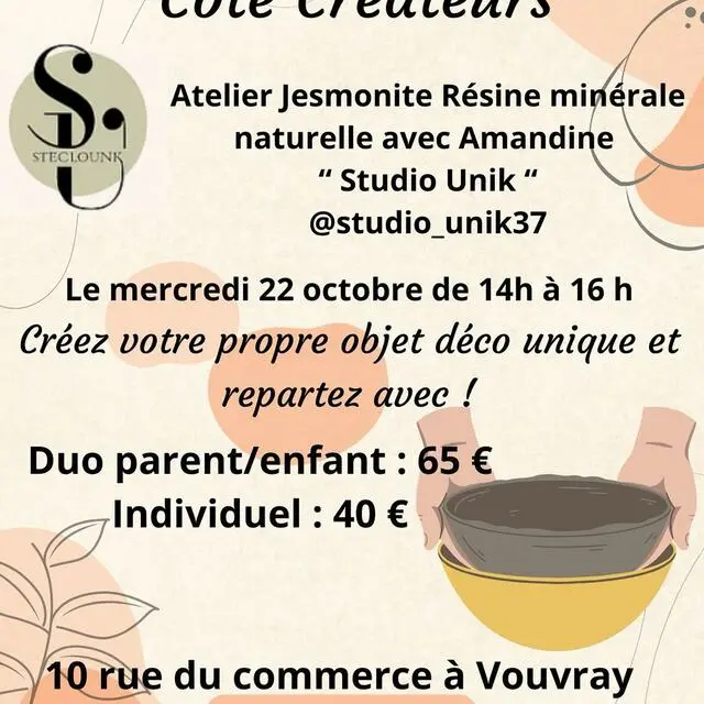 Atelier jesmonite Côté Créateurs Vouvray