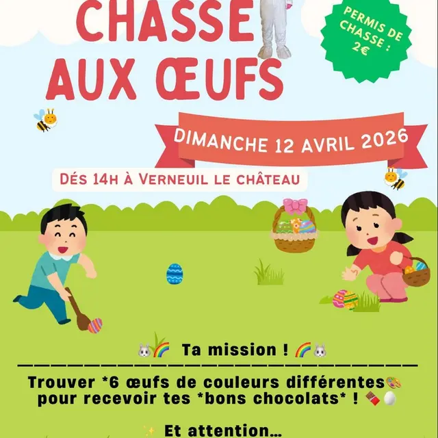 Chasse aux oeufs Verneuil-le-Château 12 avril 2026