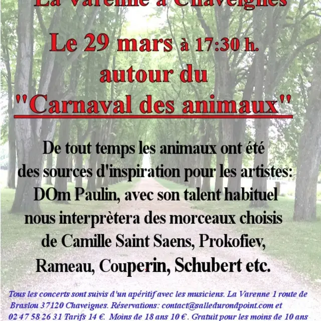 Concert Carnaval des animaux Rond-Point Chaveignes 29 mars 2026