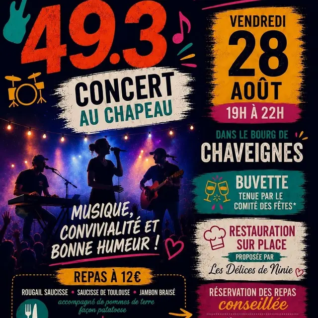 Concert Les 49.3 Chaveignes 28 août 2026