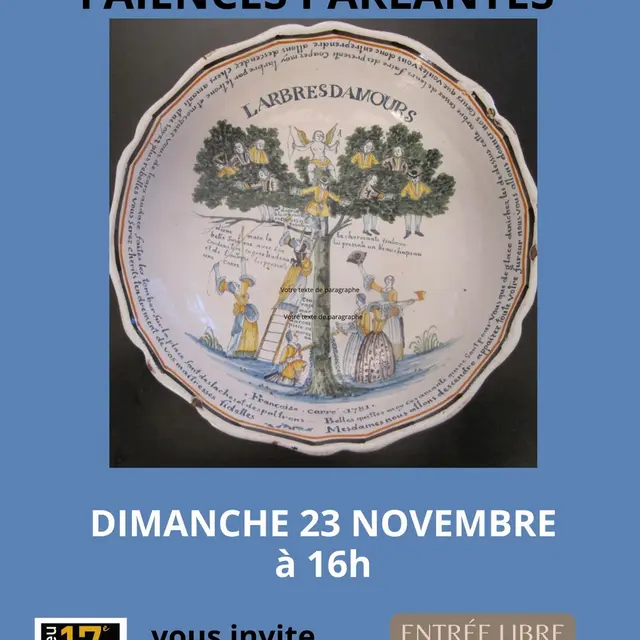 Conférences Faïences parlantes Richelieu 23 novembre 2025