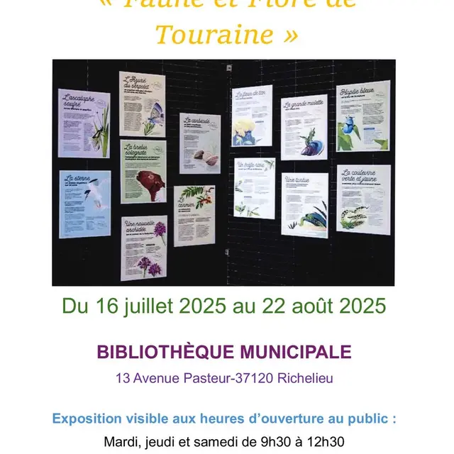 Expo faune et flore de Touraine bibliothèque Richelieu juillet août 2025
