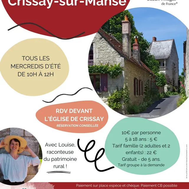 Les mondes de Louise Visite guidée de Crissay-sur-Manse les mercredis d'été 2025