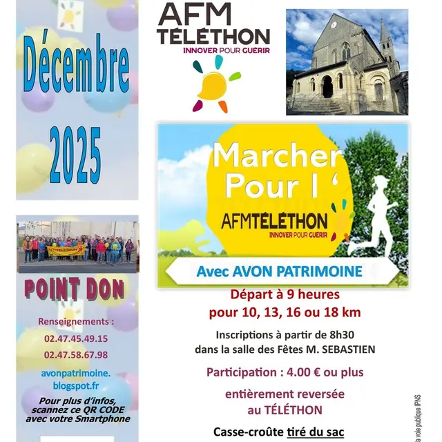 Marche Téléthon Avon-les-Roches 7 décembre 2025