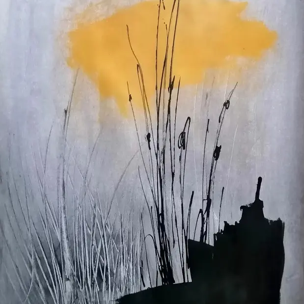 Mathieu Holbert Série Bords de Loire 70x50 acrylique et pastel sec