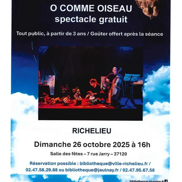 O comme Oiseau Spectacle Richelieu 26 octobre 2025