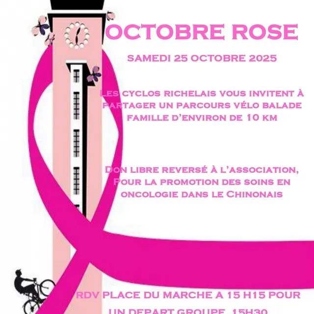 Parcours vélo Octobre Rose Richelieu 25 octobre 2025
