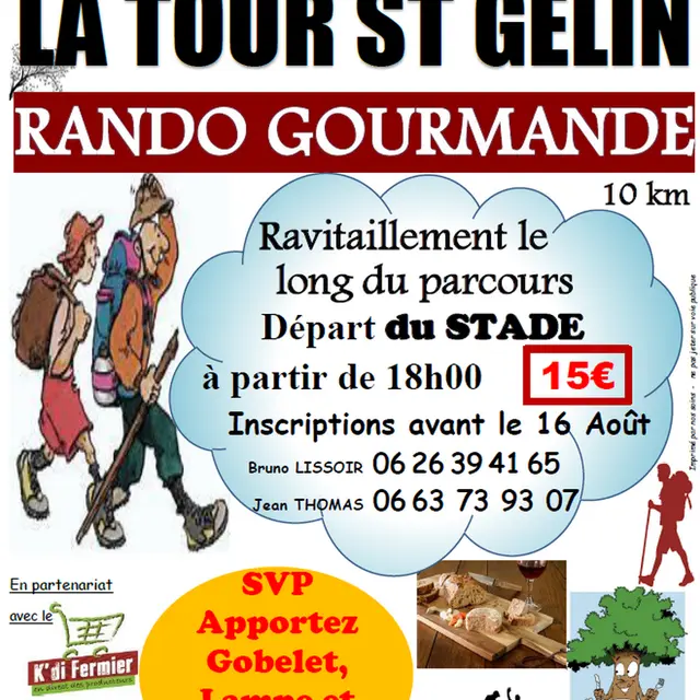 Rando gourmande La Tour-Saint-Gelin 29 août 2026