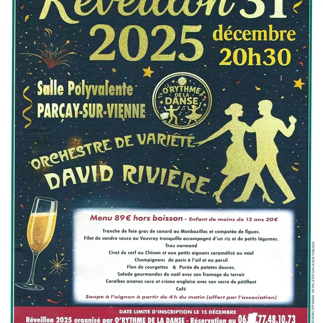Réveillon Saint-Sylvestre Parçay-sur-Vienne 31 décembre 2025