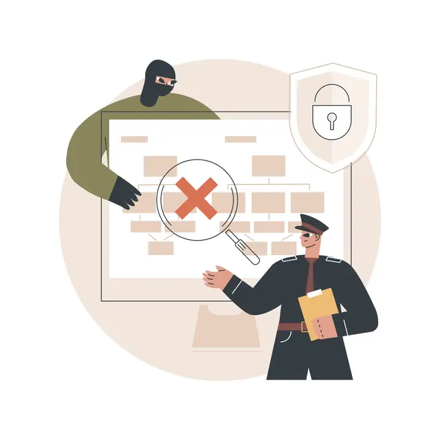 Computer forensics abstract concept vector illustration.