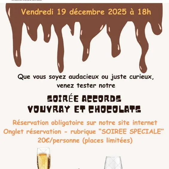 Soirée accords Vouvray et chocolats Caves Cathelineau