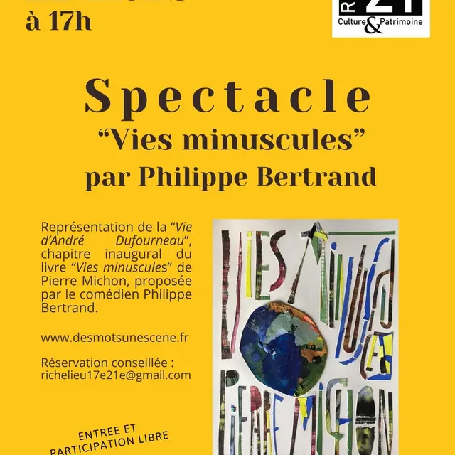 Spectacle Vies minuscules Richelieu 22 mars 2026