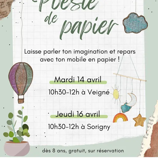 TVI - 14 et 16.04 - Veigné & Sorigny - Atelier poésie de papier