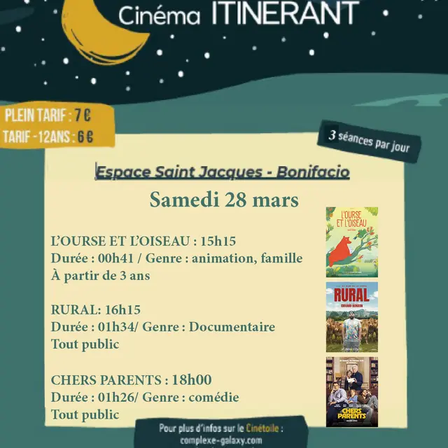 Cinéma itinérant à Bonifacio du samedi 28 mars