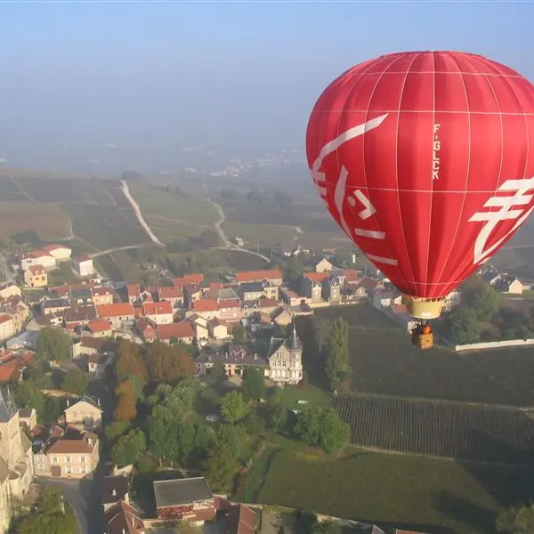 Ballon vu de dessus au-dessus des vignes