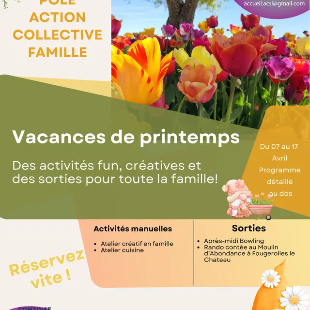 Vacances de printemps Pôle Action Collective Famille