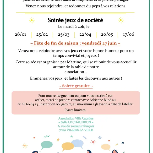 Affiche atelier jeux LE CHAUDRON