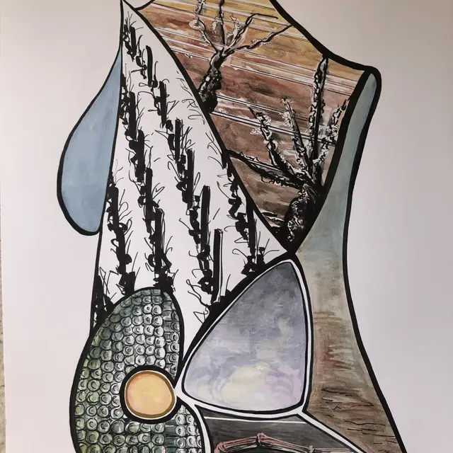 Burgundy Vibes Hiver aquarelle et feutre