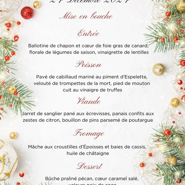 FÊTES 2024 - MENU NOËL 2024