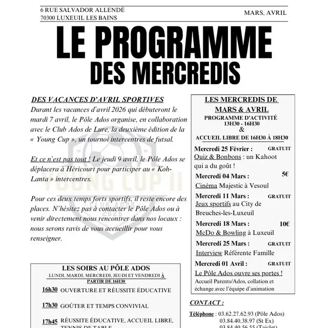 Les mercredis au pôle Ados