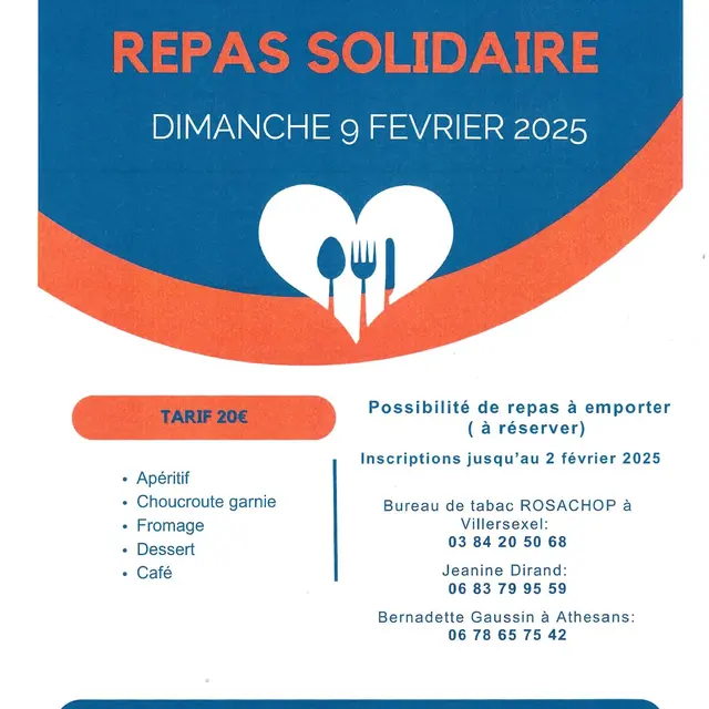 Villersexel - Repas secours catholique 09 février