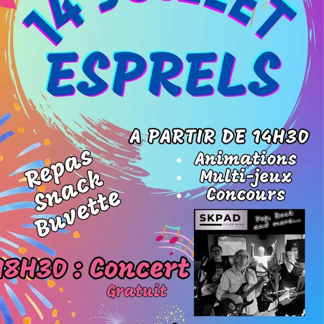concert feu ESPRELS 14 juillet
