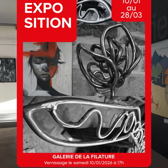 Affiche expo galerie - rouge logo