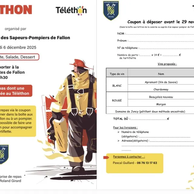 repas téléthon FALLON 6 decembre