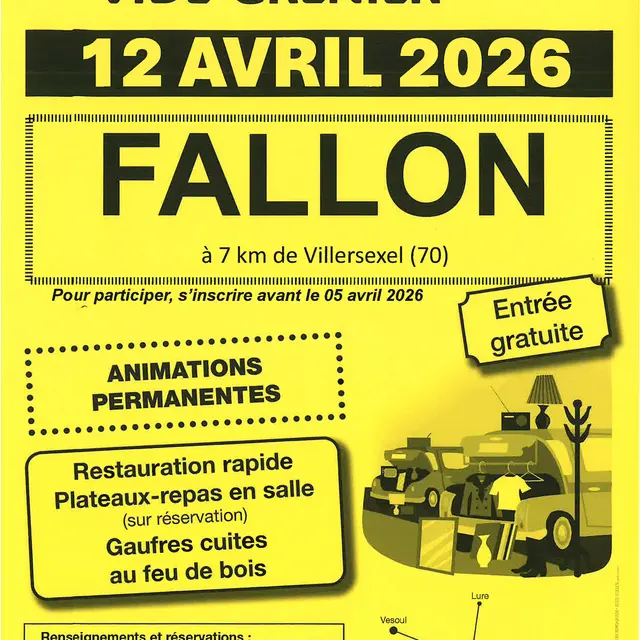 vide grenier FALLON 12 avril