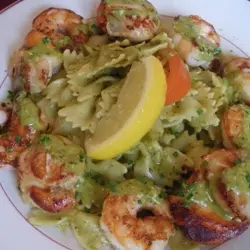 Auberge de La Vallée-Plat farfalle au pesto et crevette SIM