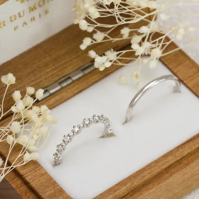 OR DU MONDE - Alliance couple Tiara diamant jonc