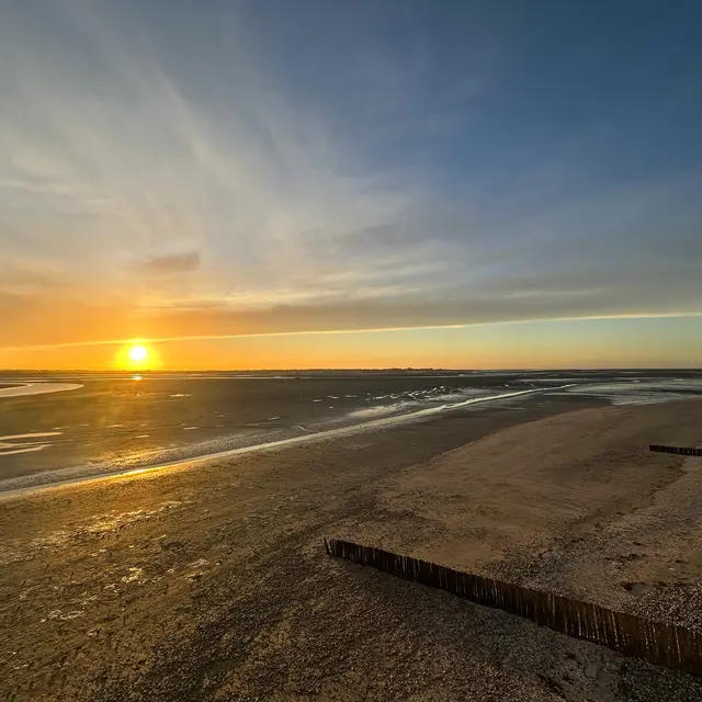 Coucher de soleil en baie de Somme