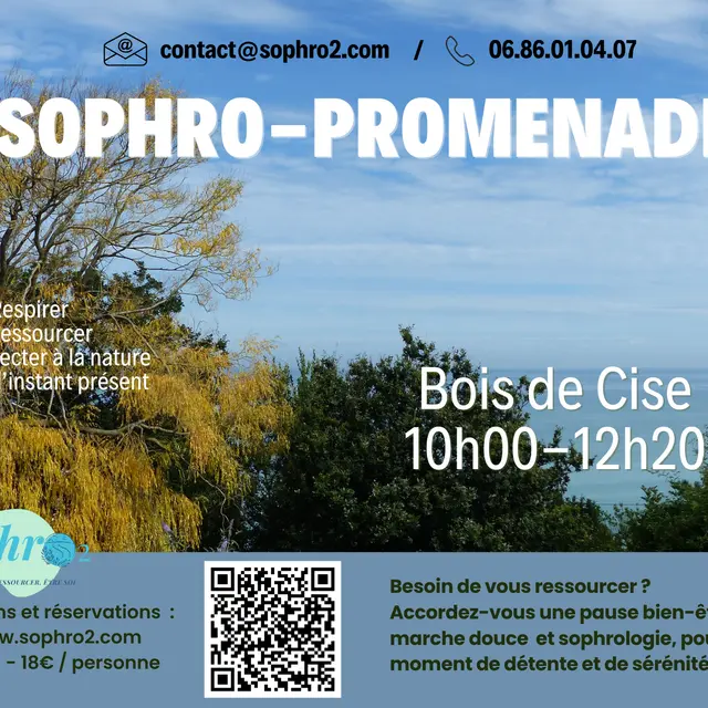 Informations et réservations : https://www.sophro2.com Durée 2h30 - 18€ / personne - 3