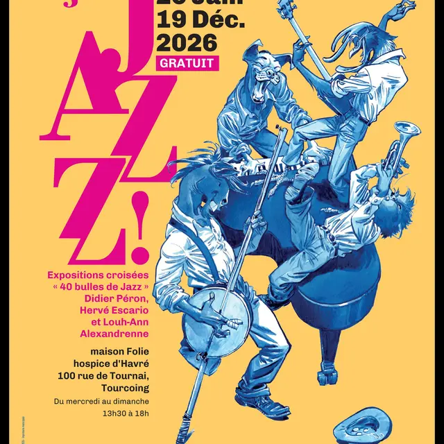 Visite guidée de l’exposition ça jazz ! Expositions croisées « 40 bulles de jazz » par Didier Péron & Hervé Escario et Louh-Ann_1