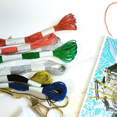 Broderie sur cartes postales_1