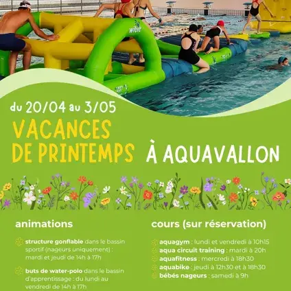 affiche des animations à Aquavallon pendant les vacances d'avril