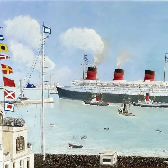 Normandie (1935) de retour New York avec le Ruban bleu