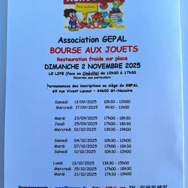 Dates des permanences des inscriptions