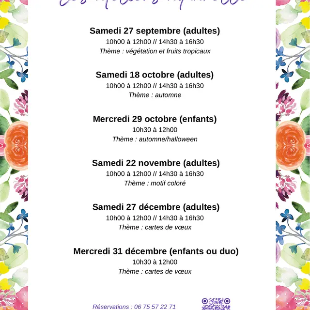 Liste des ateliers