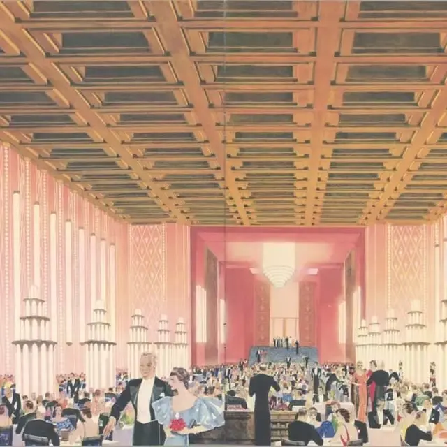 Salle à manger de première classe du paquebot Normandie