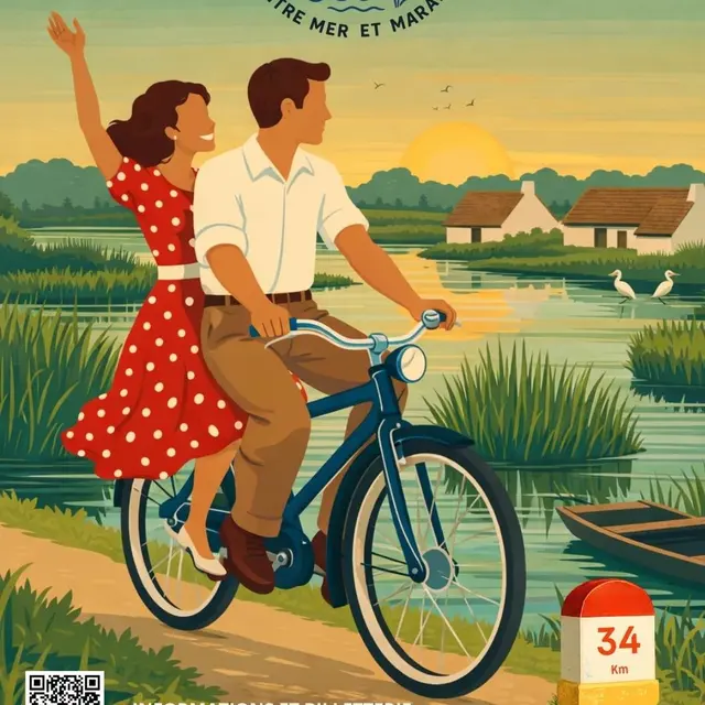 Affiche «Presqu'île vélo vintage»