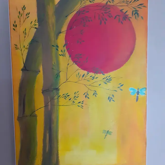 soleil sur les bambou acrylique
