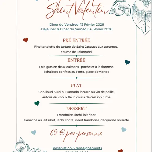 Menu de la Saint-Valentin au Saint-Christophe - La Baule