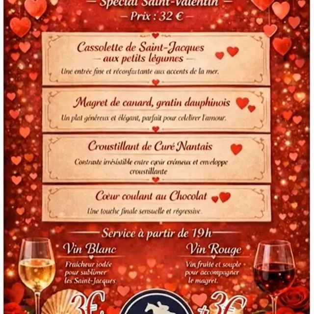 Menu de la Saint-Valentin - Le 927 - Saint-Lyphard