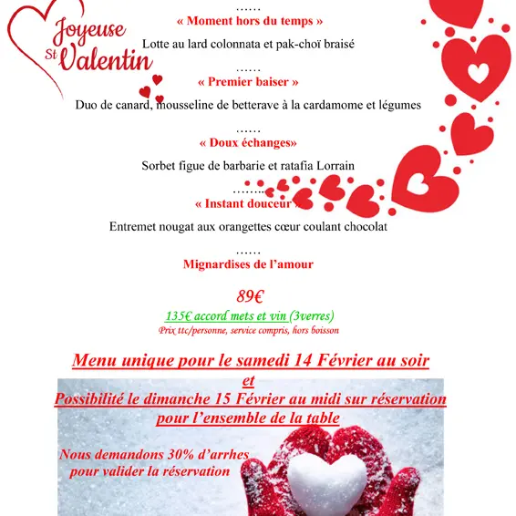 Mesquer - Restaurant La Vieille Forge - menu-st-valentin