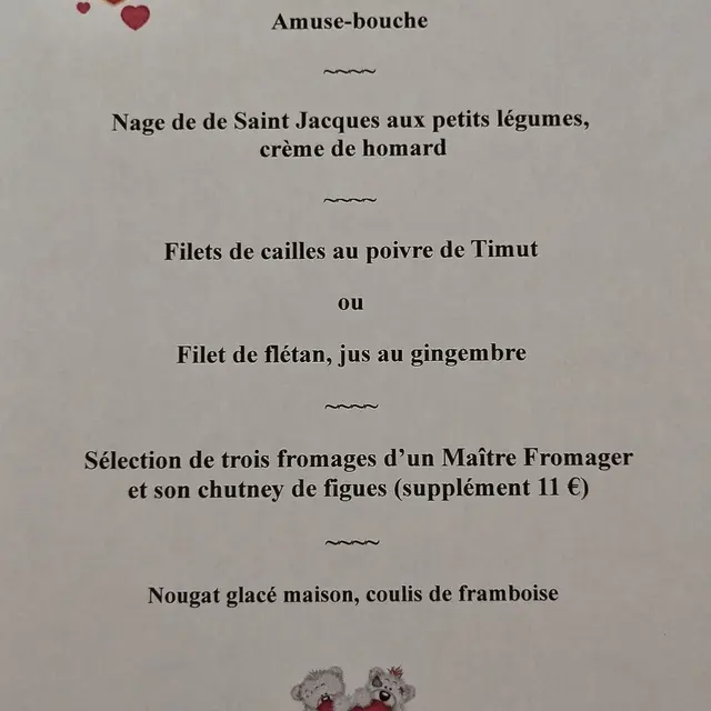 Menu St Valentin Bonne Source 2026 - Herbignac
