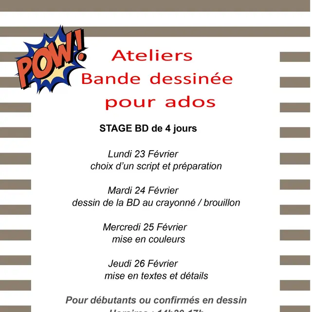 La Baule Ateliers Bande dessinée pour ados fevrier 2026
