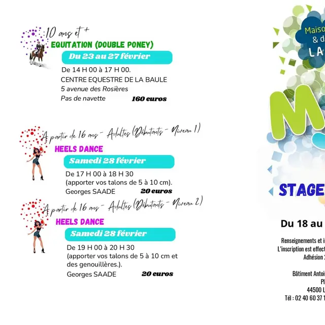 Stages de Février - Equitation (double poney) - La Baule