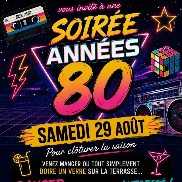 Soirée année 80 Les Sarments La Turballe 29 août 2026