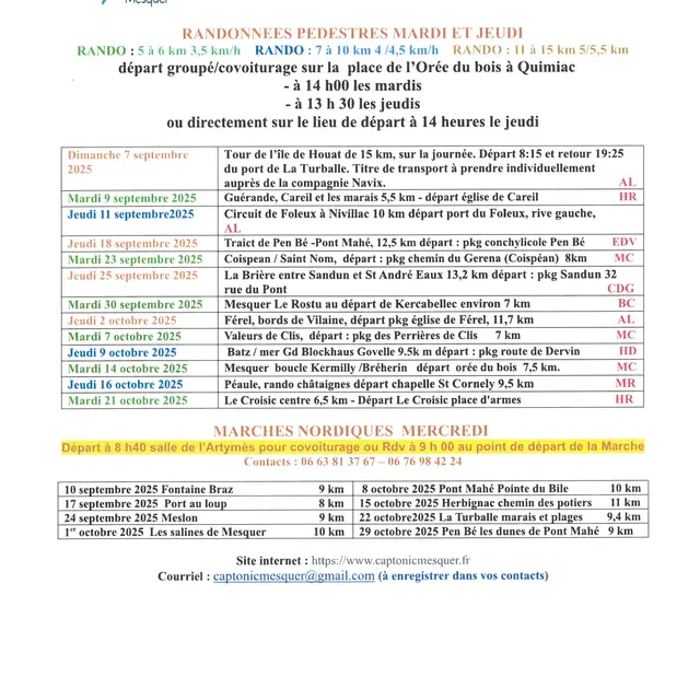 Mesquer - Randonnées pédestre cap tonic